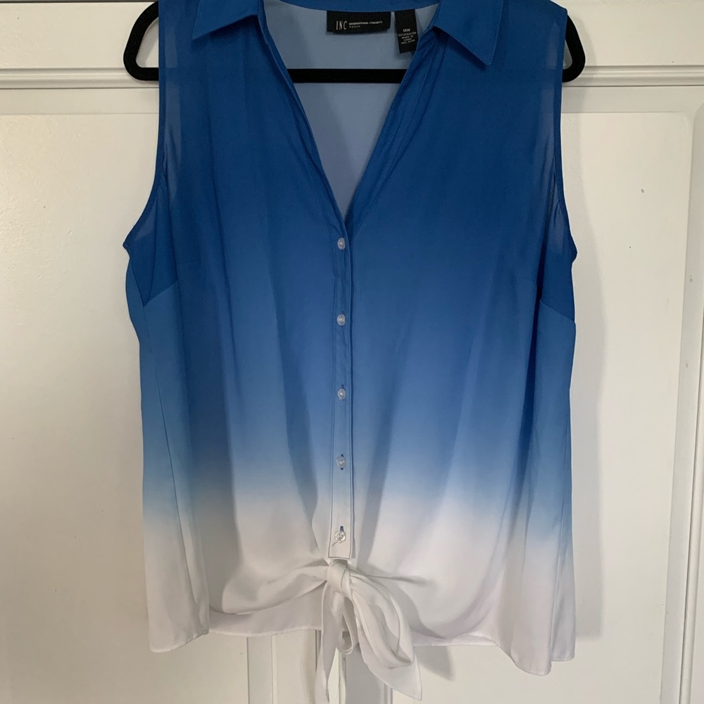 Blue Ombré Button up Blouse